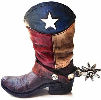 Genrc Texas Lone Star Cowboy Boot With Spur Piggy Bank For Western Decor Coin Bank