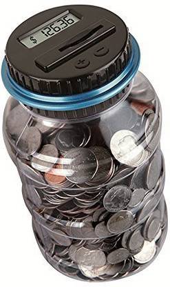 Genrc W.D Automatic Digital Coin Counter Money Jar-Automatic Coin Counter Totals All U.S. Coins Including Dollars And Half Dollars | Clear Jar With Lcd Display Coin Bank