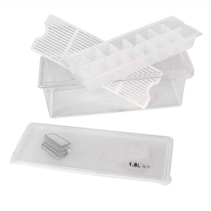HOKiPO Freezer Storage Container with Ice Cube Tray White Plastic Ice Cube Tray