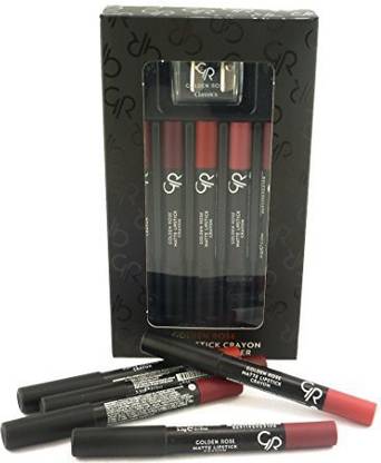 golden rose Matte Lipstick Crayon Jumbo Lip Pencil With Sharpener In Gift Box, Set Of 5 (Set3)
