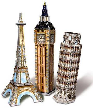Wrebbit European Landmarks Tri-Pack159 Piece 3D Jigsaw Puzzle Made by Puzz-3D