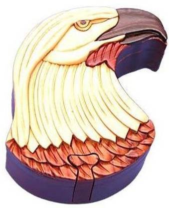 Handcrafted Eagle Wooden Puzzle Box with Hidden Compartment