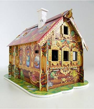 Keranova Innovative 3D-Puzzles Clever Paper Russian house Red Izba Cardboard Set by UMBUM
