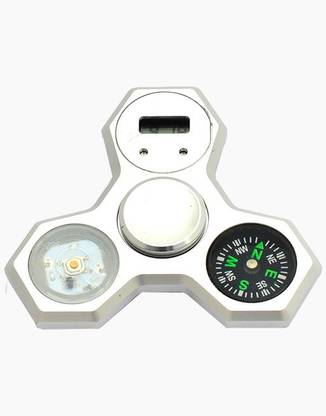 OWO Silver Hexagon Shaped High Speed Lightning Fidget Spinner with Compass and Watch