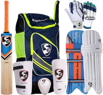 SG Full Cricket Kit with Ezeepak Bag (without HelmeT Size 6 (Ideal for age between 11 to 13 Yrs) Cricket Kit