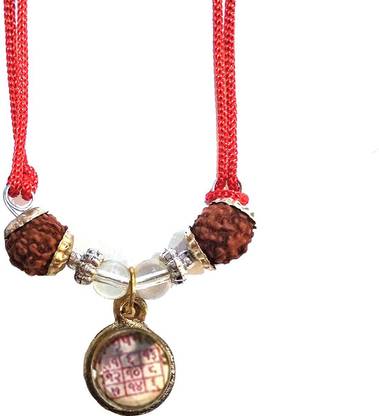 RUDRA DIVINE Vrishabh Rashi Yantra Kavach Locket | Sobhagya Kavach Pendant for Taurus Zodiac | With Original 5 Faced Rudraksha | For Wealth Good Luck and Fortune | Rudra Divine Crystal Locket