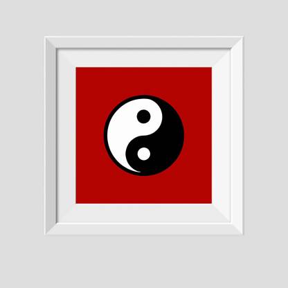 Yin-Yang Symbol - White Framed Wall Hanging Motivational Frame for Office,Study Room (10x10) Inch Paper Print