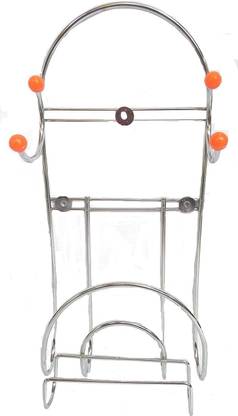 Golden Fish Chakla/Belan Kitchen Rack Steel High Quality ( Stainless Steel ) Rolling Pin Holder Chakla Belan Stand With Tong Holder Steel Kitchen Rack (Silver)