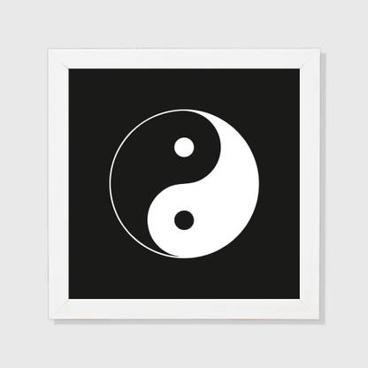 Yin yang Symbol - White Framed Wall Hanging (8x8) Inch Paper Print