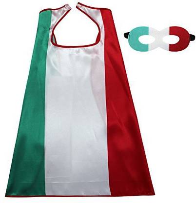 Genrc iROLEWIN Kids Flag Cape Costume With Felt Mask -Satin Cape For Boys Sports Events Games Dress Up Party Decoration (Italian)