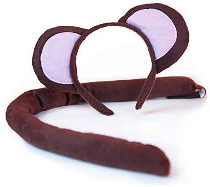 Genrc Monkey Headband Ears and Tail Set - One Size - Costume Accessories