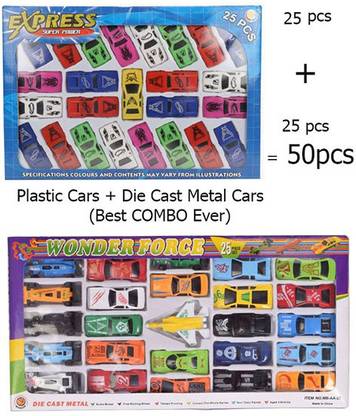 KIDZIAN Toys Combo-25+25-metal & plastic car sets-total 50 cars-toys for kids