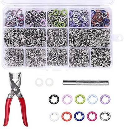 Genrc 200 Sets Snap Fasteners Kit Tool, Metal Snap Buttons Rings with Fastener Pliers Press Tool Kit for Clothing 10 Colors 9.5mm by Craftsman