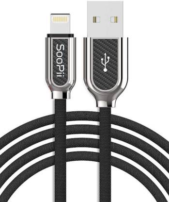Soopii Lightning Cable 1 m cloth Lightning Cloth Braided Fast Charging USB Data Charge and sync Cable - 1 Meter - Black
