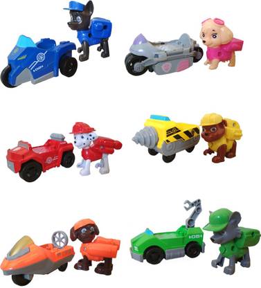 HALO NATION Paw Patrol Racers 6-Pack Diecast Metal Vehicle Set (approx 2.5 to 3 inche in heigth an width bike metal , paw pups plastic