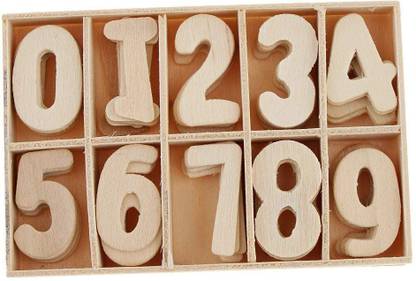 Skywalk Plain Wooden Numbers Set (5 Pcs Each)- Letters for Art and Craft Purpose (Multicolor)