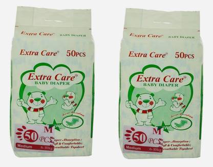 Extra Care Extra Absorb Baby Diapers( 50 pcs) combo of 2 (100 pcs) - M