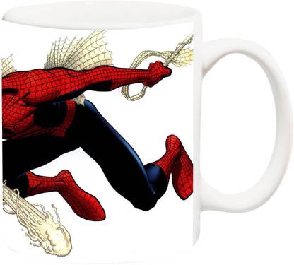 ANNI69 Spiderman Hanging and attacking with web with glossy print on your coffee mug Ceramic Coffee Mug