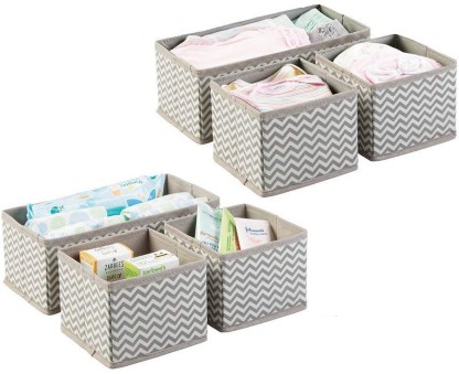 Bedroom Toys,Set of 4 Black with Pattern 13x13x13 Homyfort Cloth Storage Bins Foldable Cubes Box Basket Organizer Container Drawers with Dual Plastic Handles for Closet