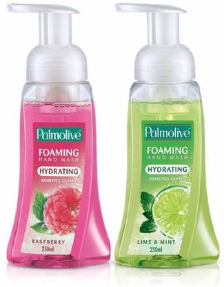 PALMOLIVE Foaming Hand Wash (Raspberry) with Foaming Hand Wash (Lime and Mint) Hand Wash Pump Dispenser