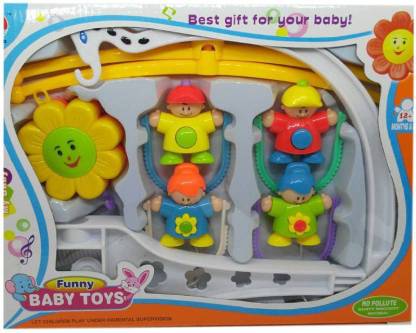 jojoss Funny Baby Rattles Soft Toys with Audio & Musical Cot for 1+ Baby