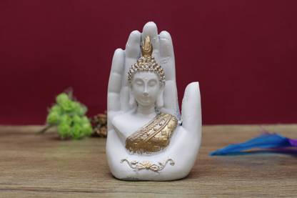 Renown Handcrafted Unique White Palm Buddha Decorative Showpiece  -  6 cm
