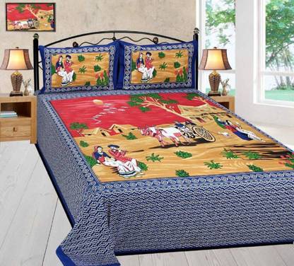Shree Ganesh Print 159 TC Cotton Double Printed Flat Bedsheet