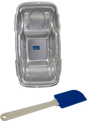 ROLEX Aluminium Cake Mould Pans Car small + Small Spatulla 1 Kg. Cake Kitchen Tool Set