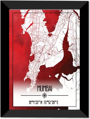 Mumbai Map Wall Poster / Frame Fine Art Print