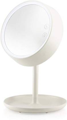 LALA LIFE Makeup Mirror Lighted Lamp LED Vanity Travel Portable Cordless Rechargeable Battery Powered Round Natural Light Touch Screen Desk Table Lamp