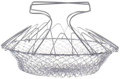 SLSS Foldable Steam Rinse Strain Fry French Chef Basket Deep Frying Basket