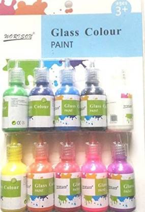 KRAFTMASTERS Glass Color Paint Bottles Of 10 pc for Drawing & Art Purpose