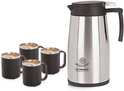 Blueplast Super Useful 5 Pcs Tea Set with Insulated Flask & Temperature Control System 510 Plastic Flask