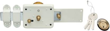 spider Cylindrical Gate Locks 6 Turn, 3 Brass Normal Keys With Ivory Finish Lock