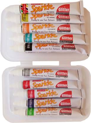 Camlin Sparkle Tubes, Multicolored, Set of 10 different colors