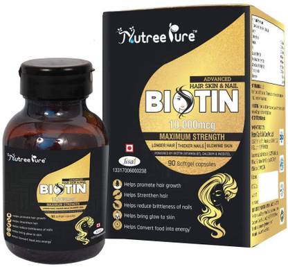 Nutree Pure Maximum Strength 10000 mcg BIOTIN with Calcium and Inositol