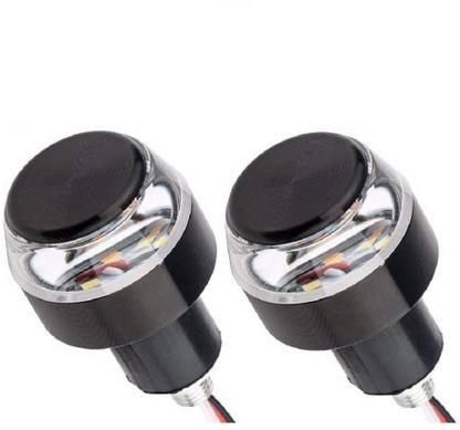 ALLEXTREME Handlebar Turn Signal LED Light Indicator Dual Color Blinker Bike 7/8" Handle Bar End Plug Cap DRL Lamp Bike Handlebar Weights