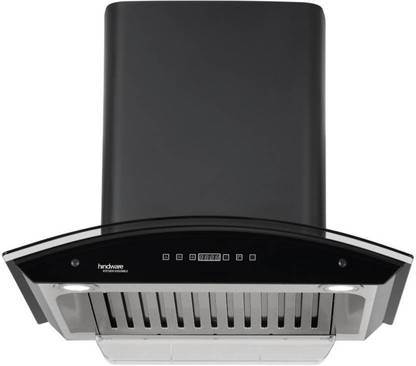 Hindware Cleo Heat Auto-Clean Chimney 60cm 1200m3/hr Black Auto Clean Wall Mounted Black, Stainless Steel 1200 CMH Chimney