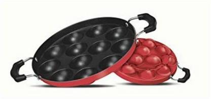 EURO SLEEK NON-STICK 3MM EURO SLEEK APPAM PATRA 12 PC WITH LID AND HANDLE Paniarakkal with Lid 12 L capacity 23 cm diameter