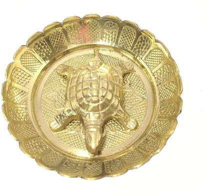 numeroastro Fengshui/Vastu Brass Turtle/Tortoise In Brass Plate (8 Cms) Decorative Showpiece  -  2 cm