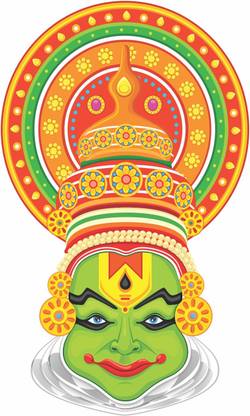 StickMe 70 cm Traditional Kerala Kathakali Dance Wall Sticker -SM1002 Self Adhesive Sticker