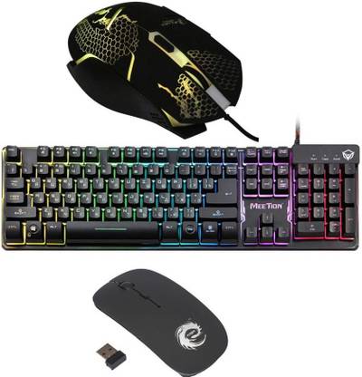 Meetion K-9300 SEMI MECHANICAL GAMING KEYBOARD AND XM-505 MOUSE WITH FREE ERAGON WIRELESS MOUSE Combo Set