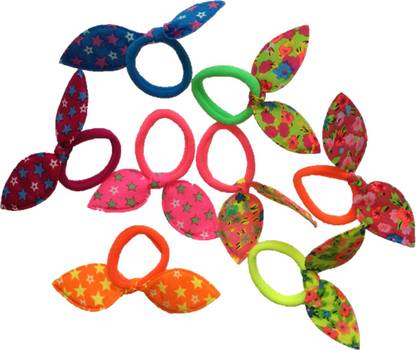 MRUVA Cute Rabbit Ears Rubber Bands for Girls - Pack of 8 Rubber Band
