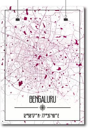 Bengaluru Map Wall Poster Fine Art Print
