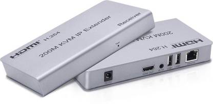 microware HDMI 200m KVM over Ethernet Extender Single Cat6/7 Cable Transmitter + Receiver with USB Ports for Keyboard Mouse to control the Signal for PC DVD Sky HD Box PS3 PS4 Satellite Box and other Equipment Media Streaming Device