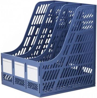 MOHAK 3 Compartments PLASTIC 3 Compartment File Folder Rack Documents Organizer Holder Desktop Magazine Sorter Book Shelf Plastic Storage Box Freestanding Caddy for Notebook Home School Office
