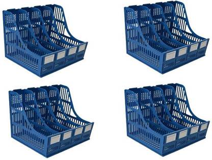 CPEX 4 Compartments PLASTIC Four-Folder Office File Holder File Box Desktop Document Organizer 4PCS