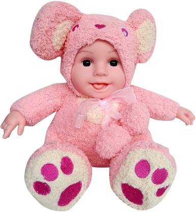 Sunshine Gifting Musical Fluffy Realistic Baby Toy with Music, Bear Shaped { light pink }