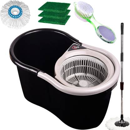 Ryan Spin Bucket Magic 360 degree Floor Cleaning Mop-AQQ113 Mop Set, Scrub Pad, Cleaning Brush