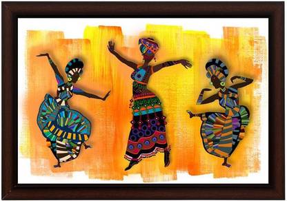 Masstone Dancing Ladies Modern Art Matt textured Canvas 14 inch x 20 inch Painting